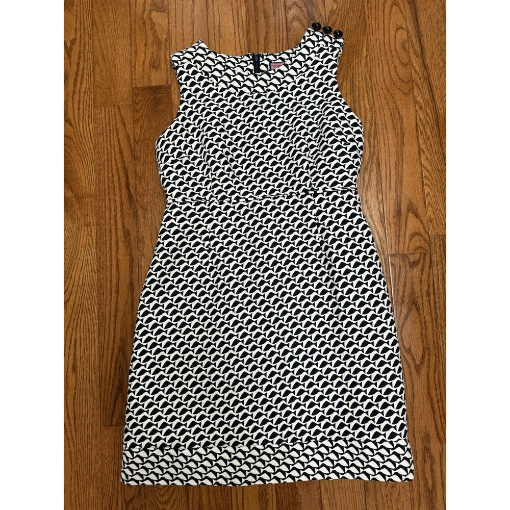Vineyard Vines Navy White Sleeveless Dress Abstract Fish Size 10